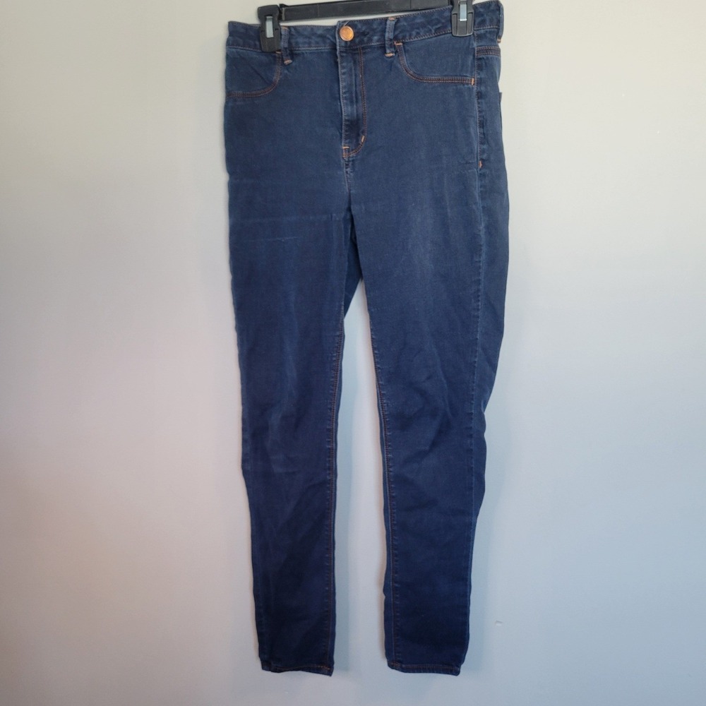 American Eagle Outfitters Skinny Jeans Womens 8 Long Dark Wash Blue High Rise